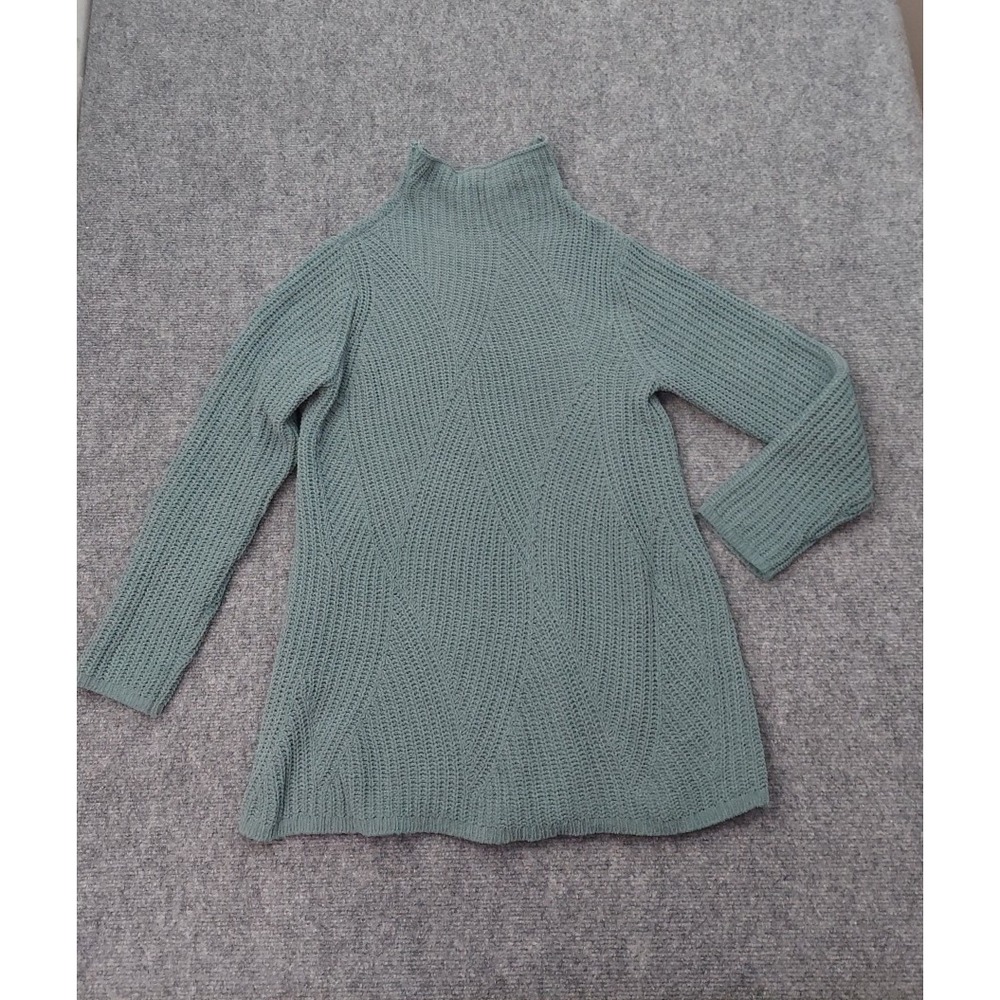 J Jill Chenille Sweater Womens XS Petite Green Oversized Tunic‎ Mock Neck